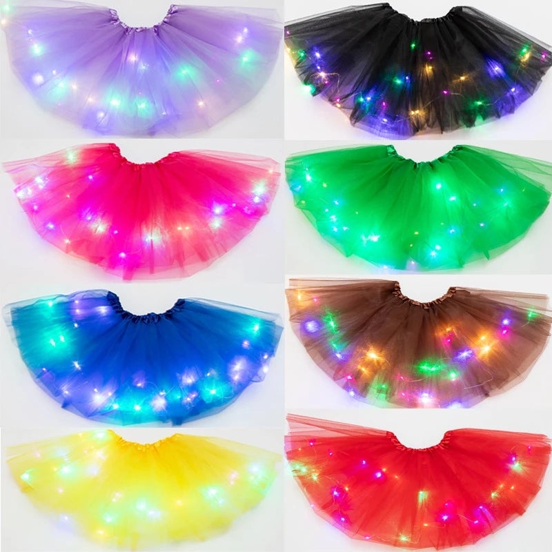 🎁💃 Mini Falda Luminosa para Niñas – Ideal para Regalo de Cumpleaños, Bailes de Ballet y Juegos Nocturnos Mágicos 🩰🌌