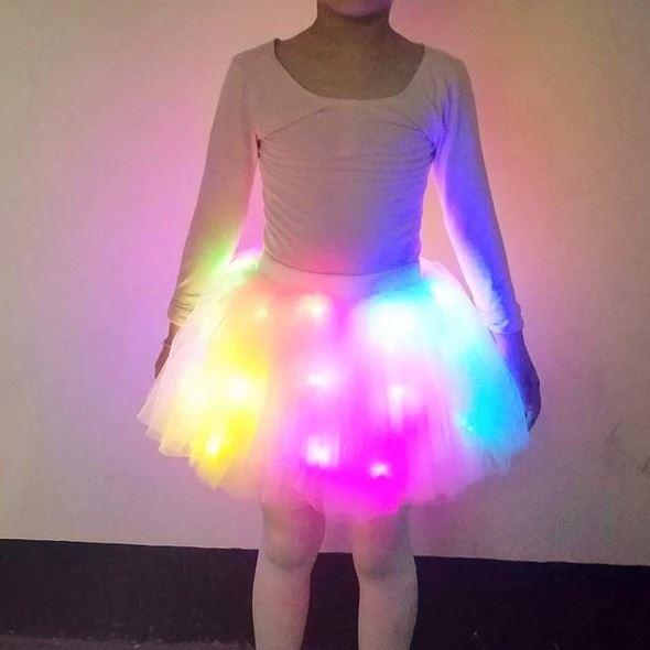 🎁💃 Mini Falda Luminosa para Niñas – Ideal para Regalo de Cumpleaños, Bailes de Ballet y Juegos Nocturnos Mágicos 🩰🌌