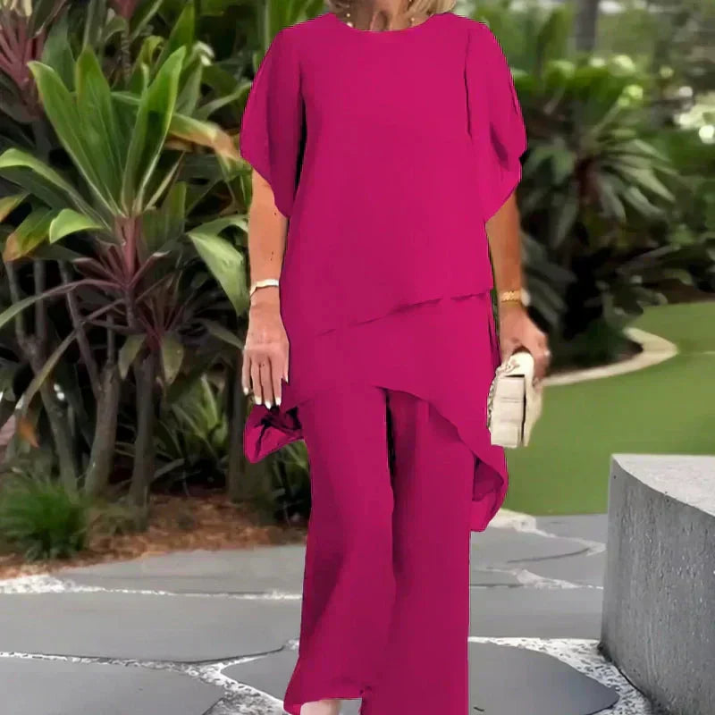 💝 Conjunto de dos piezas de gasa para mujer, talla grande, estilo modern