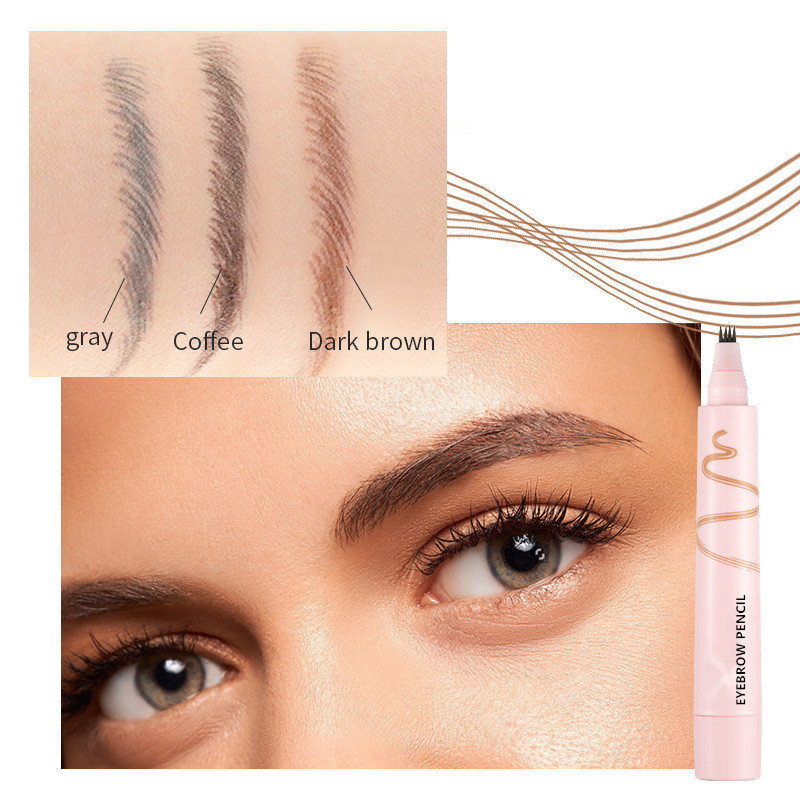 🖤 Lápiz de Cejas Impermeable de 4 Puntas | Trazos Finos Efecto Pelo Natural 💗 | Larga Duración 24H a Prueba de Manchas 🌧️ | 5 Tonos del Marrón al Negro 🎨 | Formato 12 g 👜