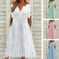 ⏰Rebajas de último día 49% de descuento💃Vestido elegante sólido cuello pico calado de mujer