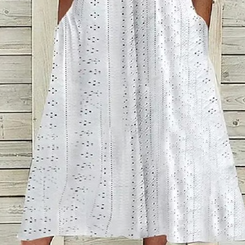 ⏰Rebajas de último día 49% de descuento💃Vestido elegante sólido cuello pico calado de mujer