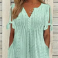 ⏰Rebajas de último día 49% de descuento💃Vestido elegante sólido cuello pico calado de mujer