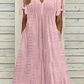 ⏰Rebajas de último día 49% de descuento💃Vestido elegante sólido cuello pico calado de mujer