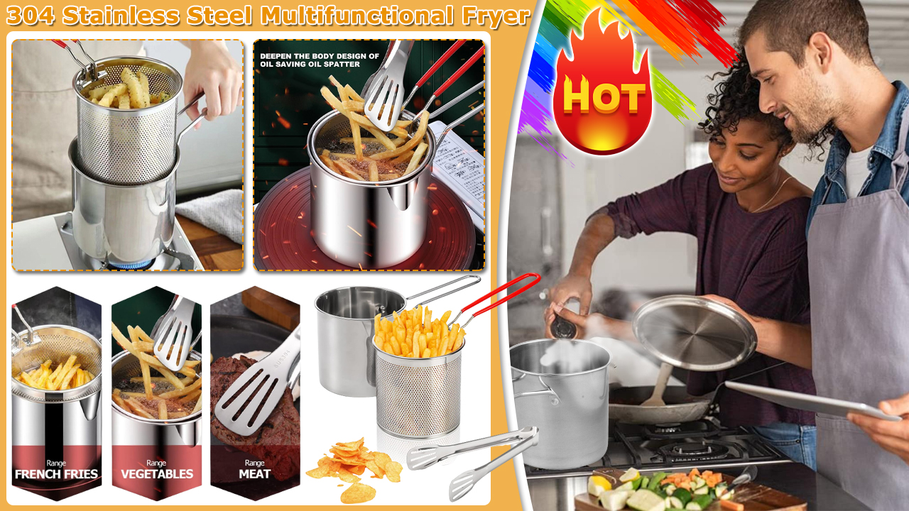 🍟 50% DE DESCUENTO ! ✨ Freidora Multifuncional Acero Inoxidable 304 - Sin Aceite, 8 Funciones para Cocinar Saludable, Fácil de Limpiar 🍳📦