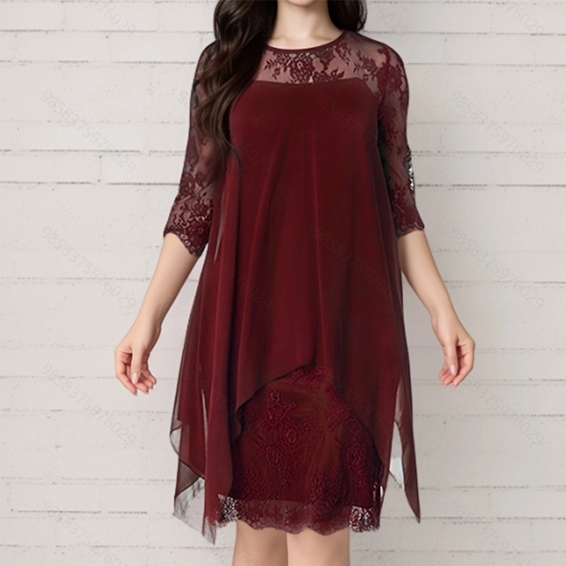 ⏰2026 VENTA DE VERANO – ¡50% DE DESCUENTO! 🔥Vestido Elegante con Encaje y Dobladillo Asimétrico para Mujer