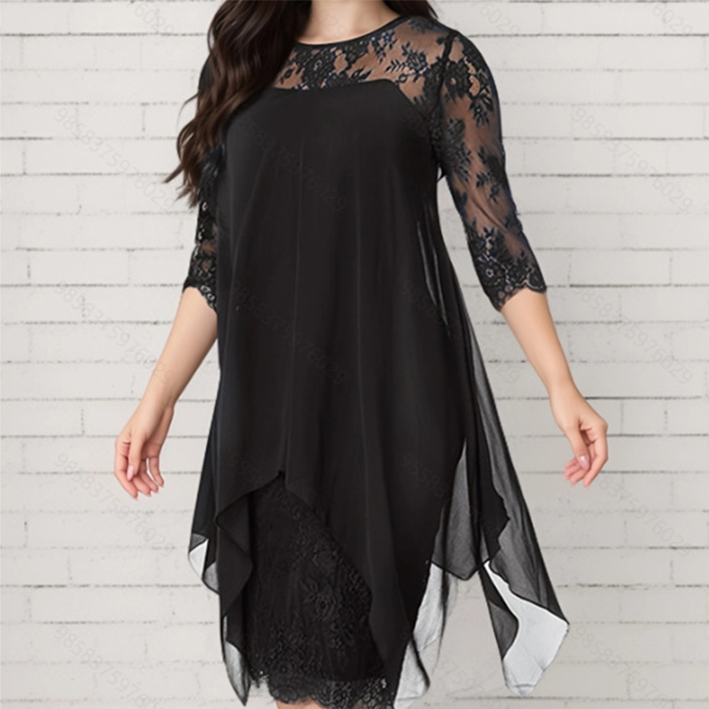 ⏰2026 VENTA DE VERANO – ¡50% DE DESCUENTO! 🔥Vestido Elegante con Encaje y Dobladillo Asimétrico para Mujer