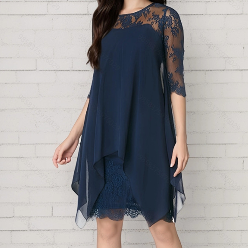⏰2026 VENTA DE VERANO – ¡50% DE DESCUENTO! 🔥Vestido Elegante con Encaje y Dobladillo Asimétrico para Mujer