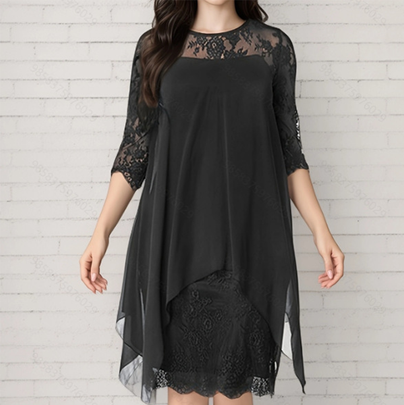 ⏰2026 VENTA DE VERANO – ¡50% DE DESCUENTO! 🔥Vestido Elegante con Encaje y Dobladillo Asimétrico para Mujer