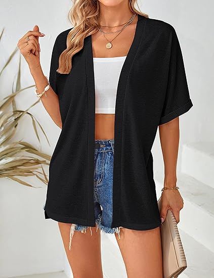 🧥 ¡OFERTA ESPECIAL 50% DE DESCUENTO AHORA! 🌈 Cárdigan de Manga Corta 2025 – Estiloso, Fluido, 5 Tallas ✨