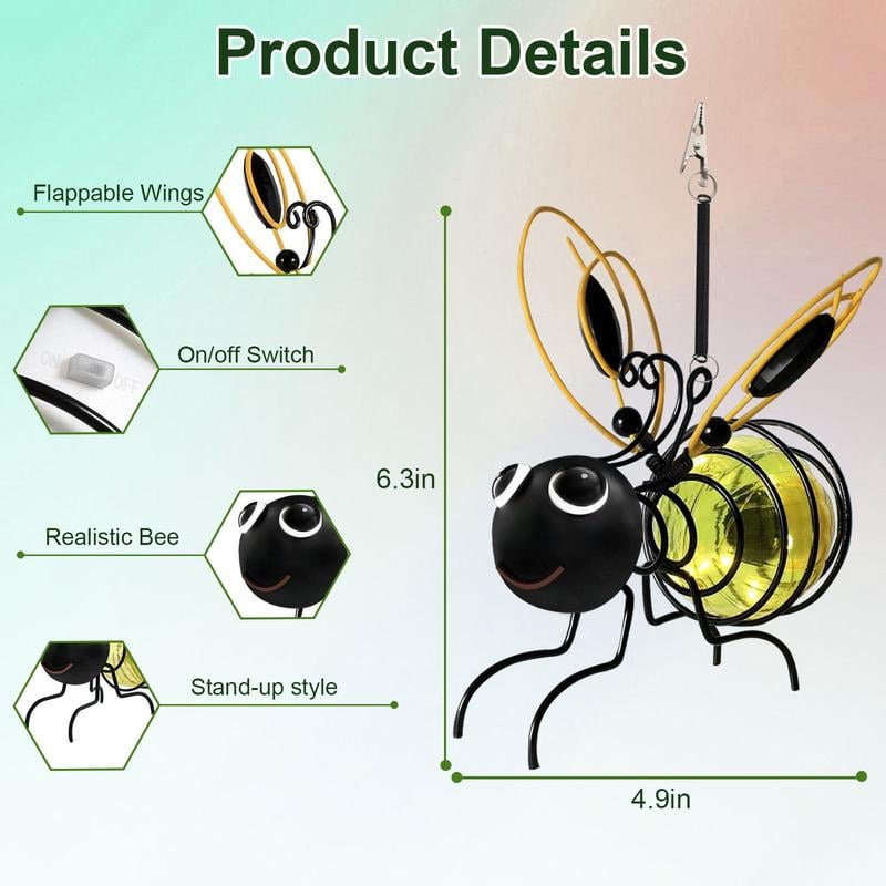 🐝 Lámpara solar colgante para exteriores con forma de abeja