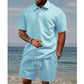 Conjunto de dos piezas para hombre con rombos: camisa manga corta con cuello y short cordón ajustable