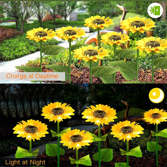 Luz Solar LED de Jardín en Estaca con Diseño de Girasol