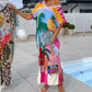 Vestido para Mujer con Estampado Moderno, Manga Corta y Cuello en V