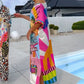 Vestido para Mujer con Estampado Moderno, Manga Corta y Cuello en V