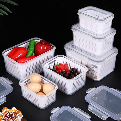 ⚡Oferta relámpago 50% de descuento🍇Juego de 3 recipientes para almacenar fruta en el refrigerador con colador extraíble