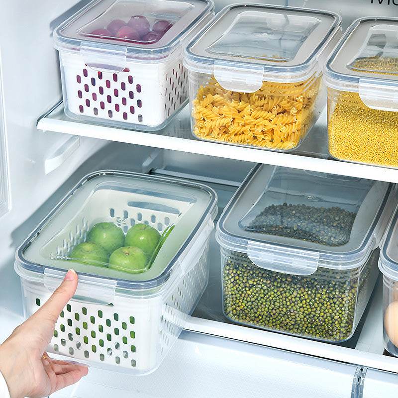 ⚡Oferta relámpago 50% de descuento🍇Juego de 3 recipientes para almacenar fruta en el refrigerador con colador extraíble