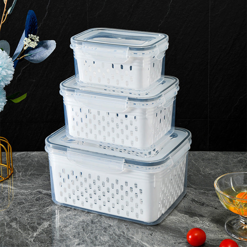 ⚡Oferta relámpago 50% de descuento🍇Juego de 3 recipientes para almacenar fruta en el refrigerador con colador extraíble