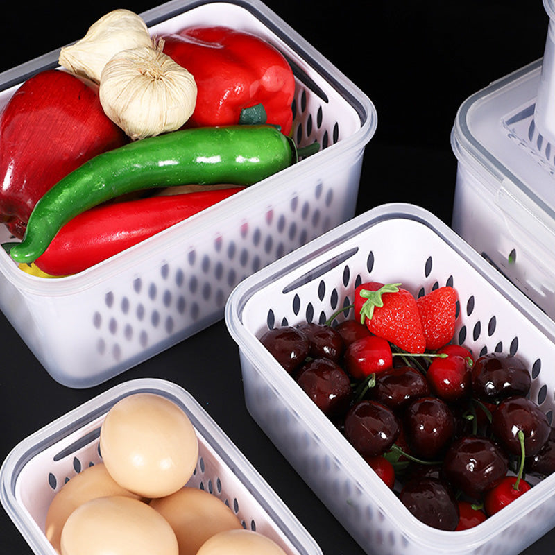 ⚡Oferta relámpago 50% de descuento🍇Juego de 3 recipientes para almacenar fruta en el refrigerador con colador extraíble