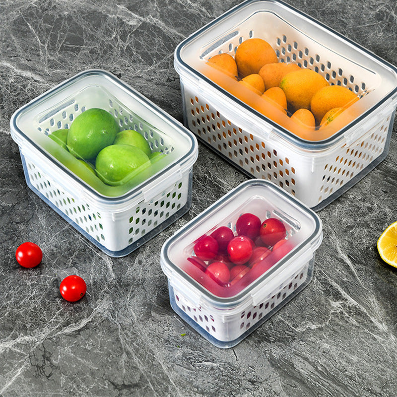 ⚡Oferta relámpago 50% de descuento🍇Juego de 3 recipientes para almacenar fruta en el refrigerador con colador extraíble