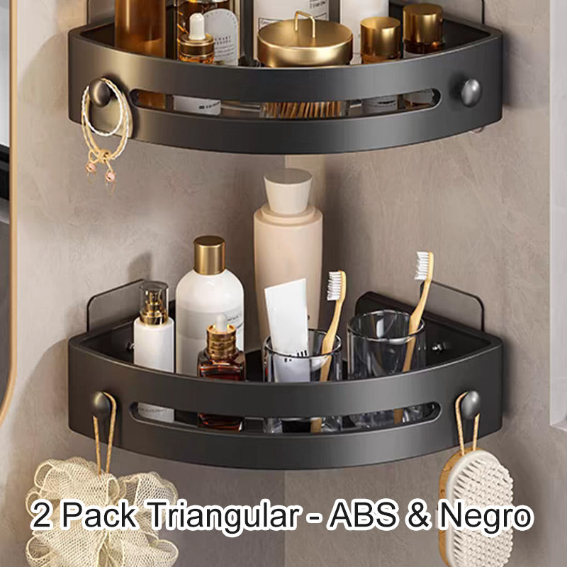 【1º en Artículos de baño】📢50% DE DESCUENTO!✨Estante de Ducha Esquinera sin Perforación con Ganchos