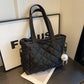 Women's Large Capacity Solid Quilted Shoulder Bag