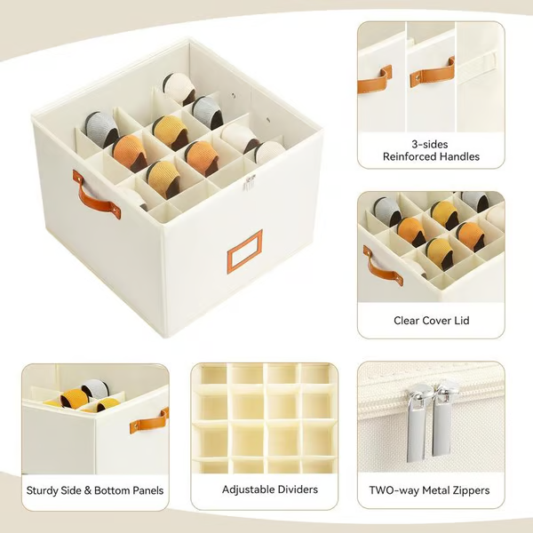 ⏰🔥 ¡50% DE DESCUENTO POR TIEMPO LIMITADO! 👟 Caja organizadora de zapatos de tela: plegable, de gran capacidad, a prueba de polvo y transpirable para armarios y dormitorios 🧺✨