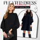 Elegante vestido plisado con manga de linterna para mujer