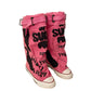 Botas retro de lona para mujer, planas y holgadas, media caña