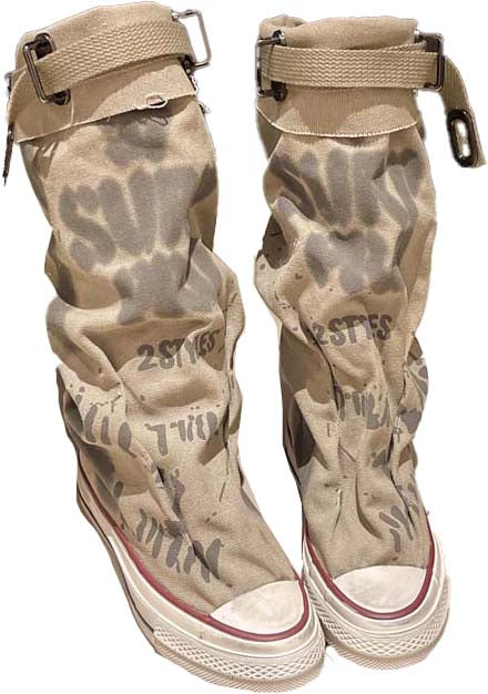 Botas retro de lona para mujer, planas y holgadas, media caña