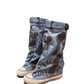 Botas retro de lona para mujer, planas y holgadas, media caña