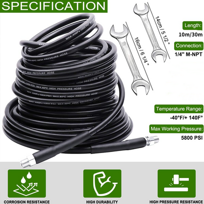 🚿 Kit de Limpieza para Alcantarillado 5800 PSI - Boquilla Rotativa y Manguera Reforzada para Desatascar Tuberías 🛠️✨