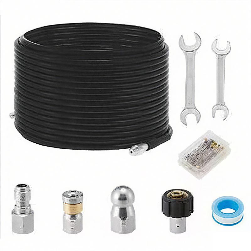 🚿 Kit de Limpieza para Alcantarillado 5800 PSI - Boquilla Rotativa y Manguera Reforzada para Desatascar Tuberías 🛠️✨