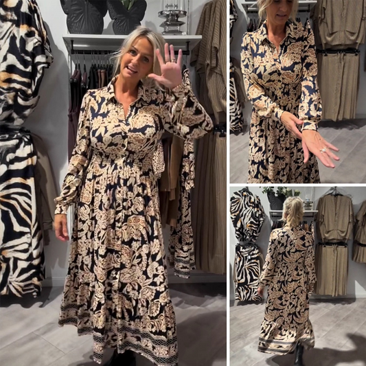 Vestido de manga larga con estampado floral elegante