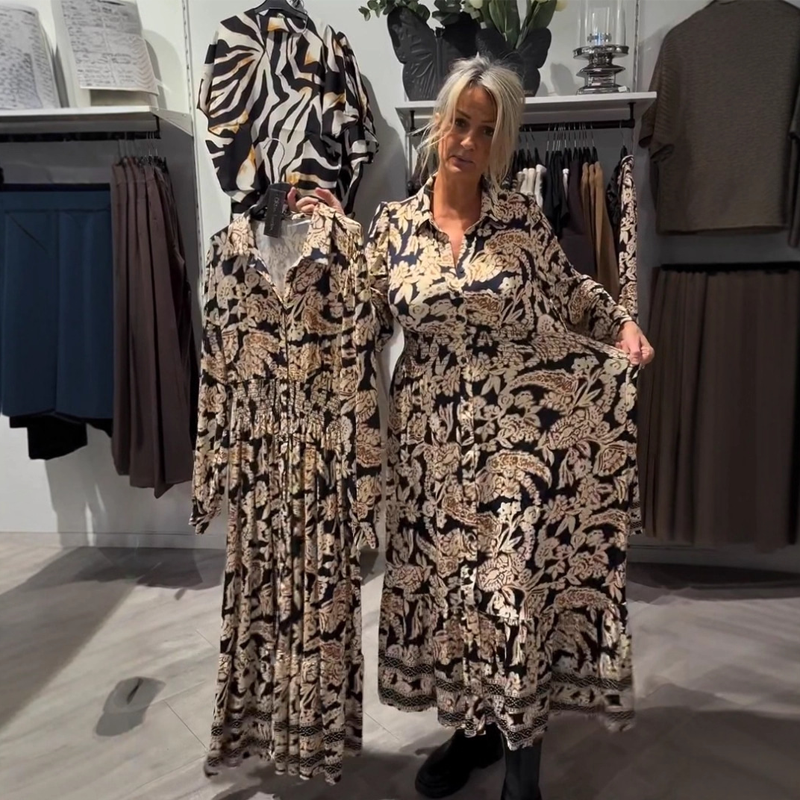 Vestido de manga larga con estampado floral elegante