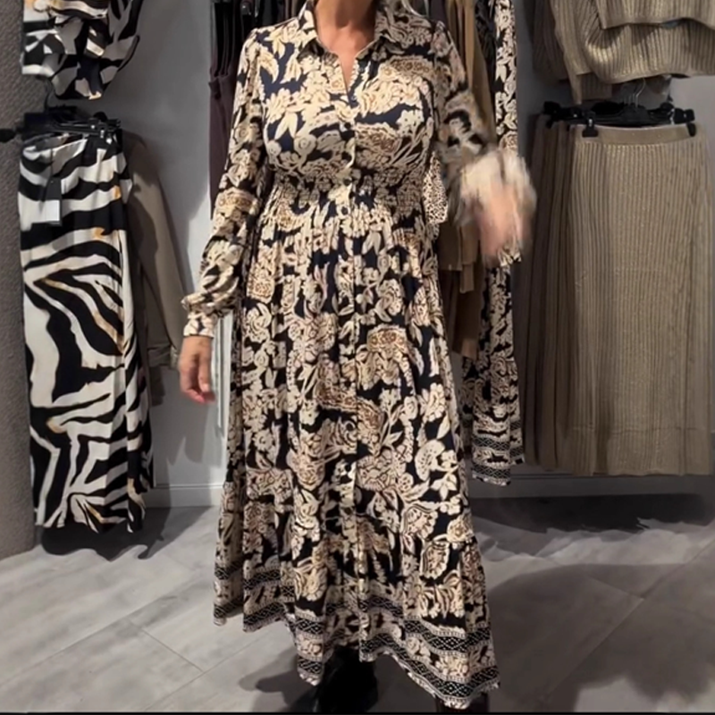 Vestido de manga larga con estampado floral elegante