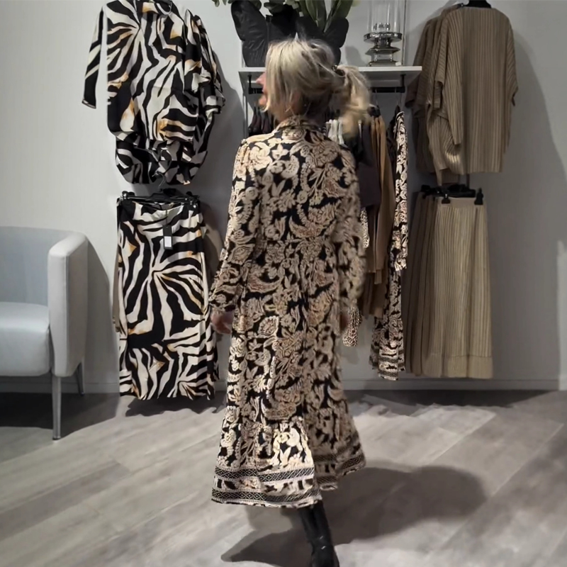Vestido de manga larga con estampado floral elegante