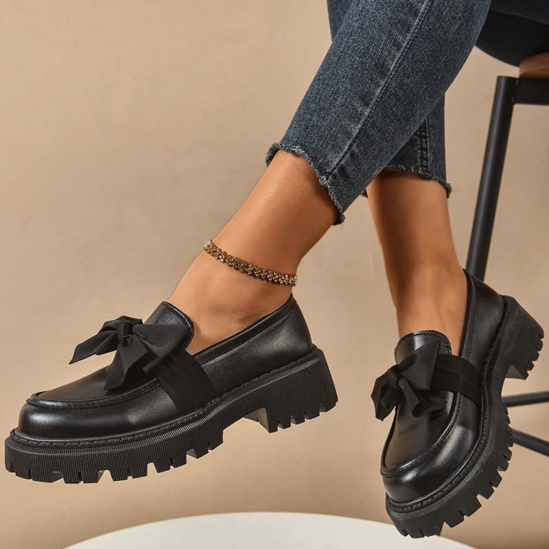 Mocasines de Plataforma Lindos y Elegantes con Moño