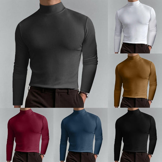 👕 50% DE DESCUENTO + ¡ENVÍO GRATIS! ✨ Camiseta de Cuello Alto para Hombre - Tejido Elástico y Transpirable, Ideal para Deporte o Uso Diario 🏃‍♂️📦