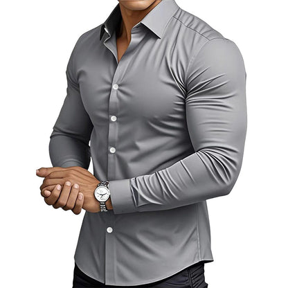 🔥VENTA DEL ÚLTIMO DÍA 50% DE DESCUENTO🔥Camisas de botones de manga larga con solapa de color sólido para hombre