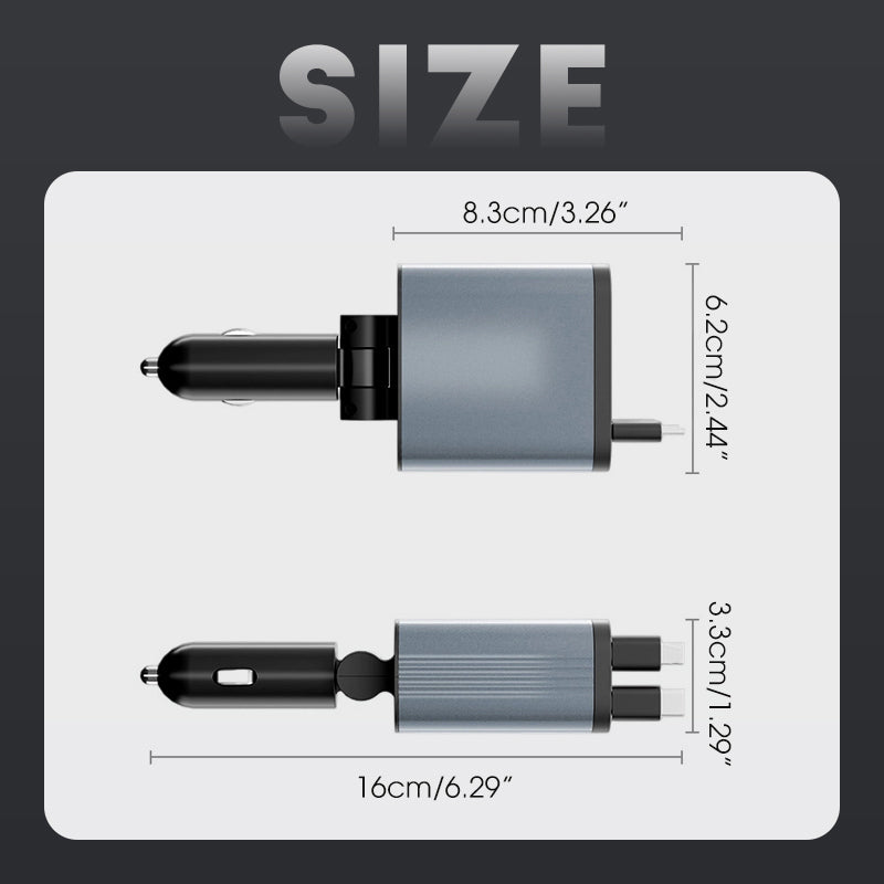 ⚡✨ Cargador de coche ultrarrápido: dos puertos USB-C retráctiles con luz ambiental Starlight y protección de seguridad inteligente 🚗💫