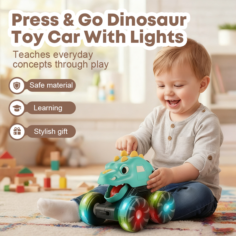Coche de juguete dinosaurio Press & Go con luces