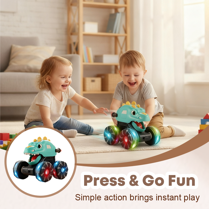 Coche de juguete dinosaurio Press & Go con luces
