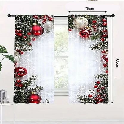 🎄 ¡OFERTA NAVIDAD! 50% en TODO + 🎁❄️🎅Juego de 2 Cortinas de Ventana de Navidad para Decoración del Hogar