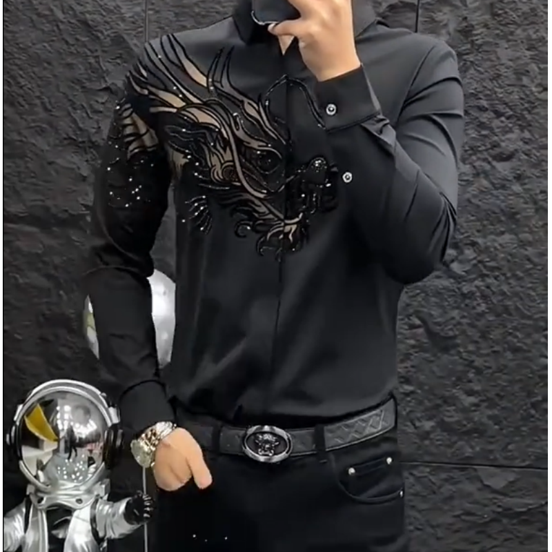 🔥Oferta especial 2025🔥 Camisa estampada de corte entallado para hombre: ¡llama la atención de todas las miradas!