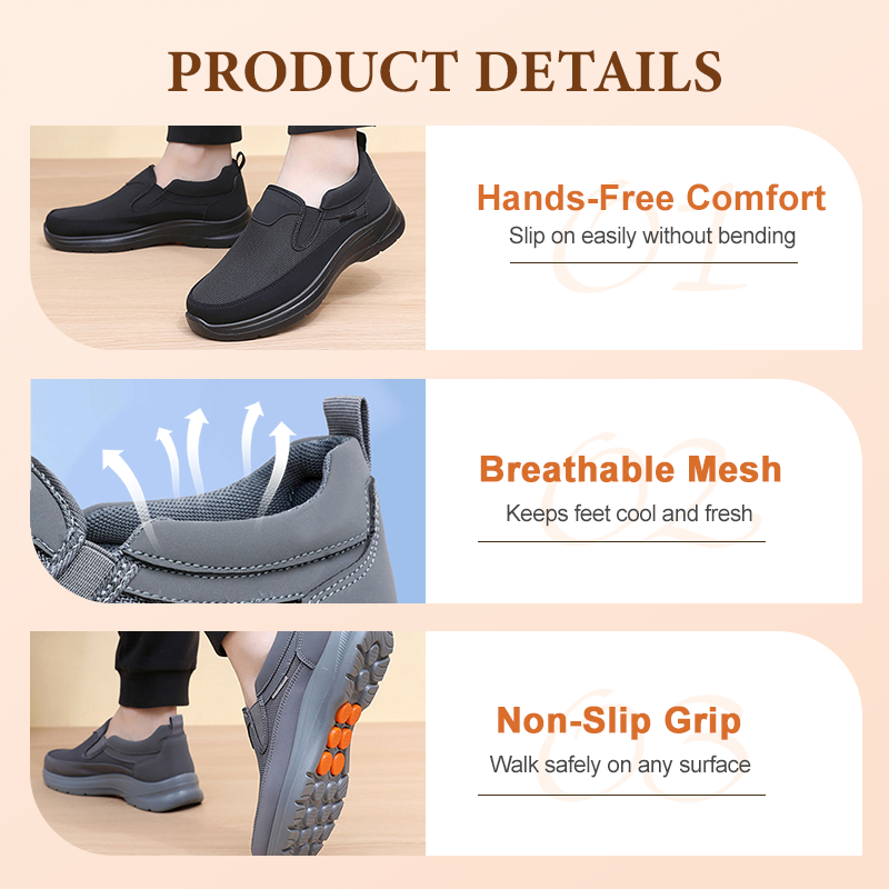 👟 ¡60% DE DESCUENTO! ✨ Zapatillas Slip-On Ortopédicas Transpirables para Hombres - Soporte Arqueado con Plantillas de Espuma con Memoria para Comodidad Diaria 🏃‍♂️💨