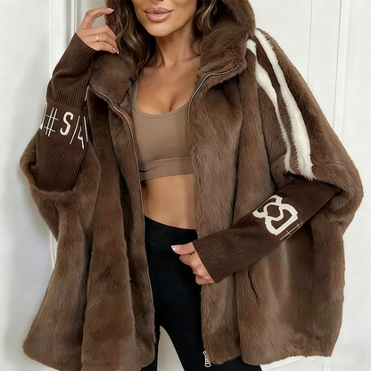 Abrigo casual de mujer de peluche con capucha y cierre