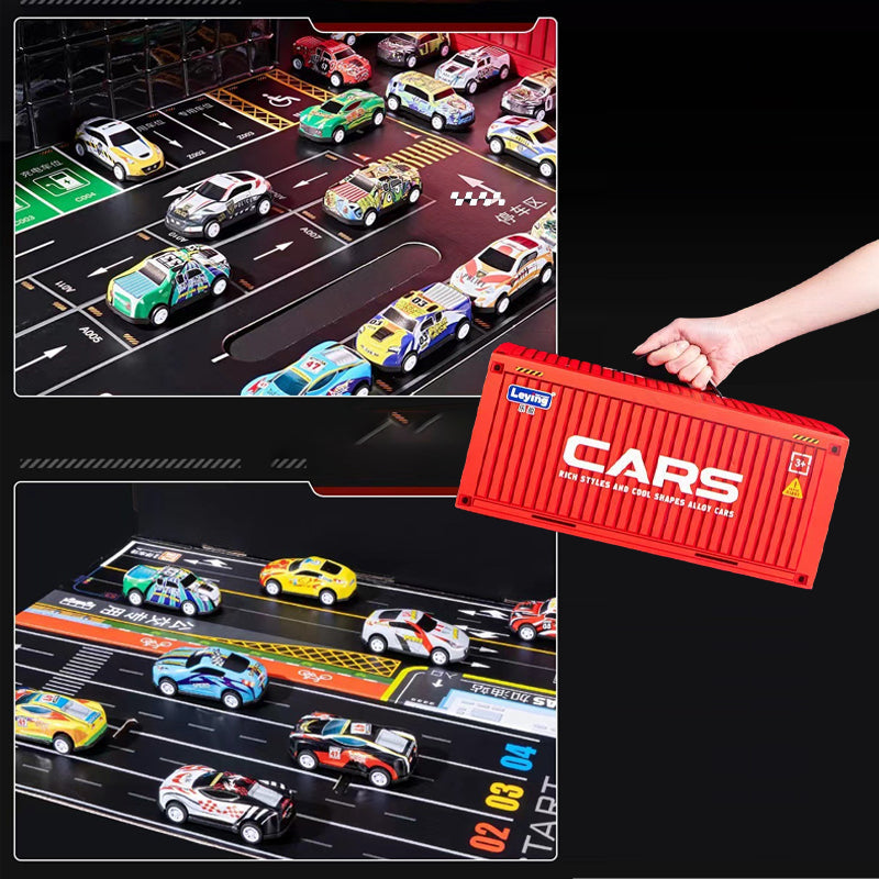 🎄 ¡PROMOCIÓN DE NAVIDAD 60% DE DESCUENTO! ✨ 48 Mini Coches de Juguete con Garaje Incorporado - Juego Interactivo con Efectos de Sonido y Pistas de Carreras para Niños 🚗