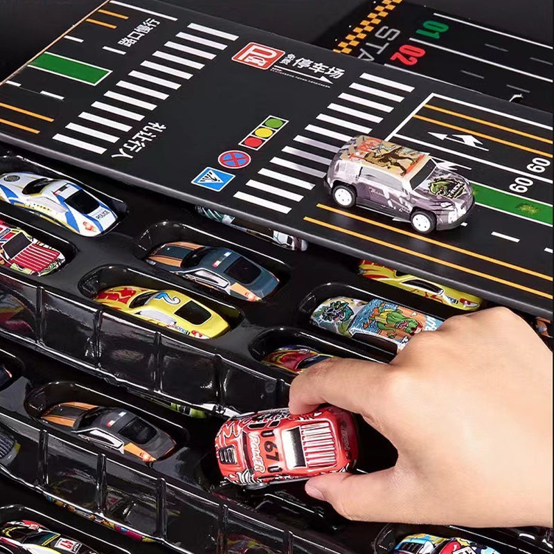 🎄 ¡PROMOCIÓN DE NAVIDAD 60% DE DESCUENTO! ✨ 48 Mini Coches de Juguete con Garaje Incorporado - Juego Interactivo con Efectos de Sonido y Pistas de Carreras para Niños 🚗