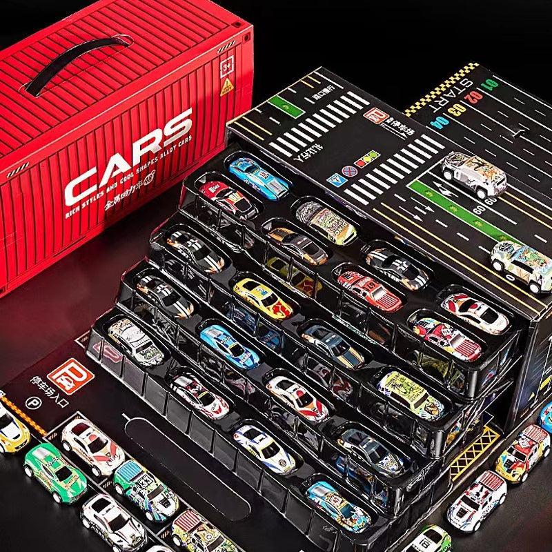 🎄 ¡PROMOCIÓN DE NAVIDAD 60% DE DESCUENTO! ✨ 48 Mini Coches de Juguete con Garaje Incorporado - Juego Interactivo con Efectos de Sonido y Pistas de Carreras para Niños 🚗